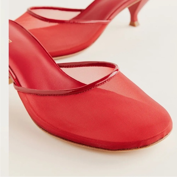 Reformation Kalinka Mesh Kitten Heel Mule Red 8.5 NWT - Picture 3 of 9
